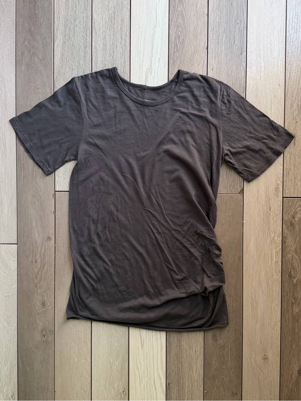 Enza Costa Grey T-Shirt Featuring A Distinct Ruched Side Detail.